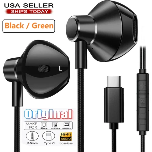 HIFI Bass Stereo Wired Earbuds Headset In-Ear Earphone Headphone MIC 3.5mm USB-C - Picture 1 of 18