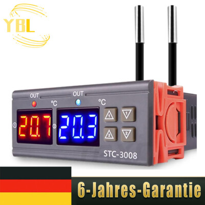 Digitaler LED Temperaturregler mit 2 Sensor Digital Thermostat STC-3008 10A 220V