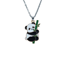 USA Seller Panda Bamboo Zinc Alloy Cute Necklace Pendant Jewelry NEW