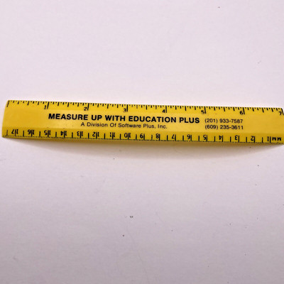 Vintage Plastic Ruler Picture Box Sized!! 6'' Measure Up with Education Plus