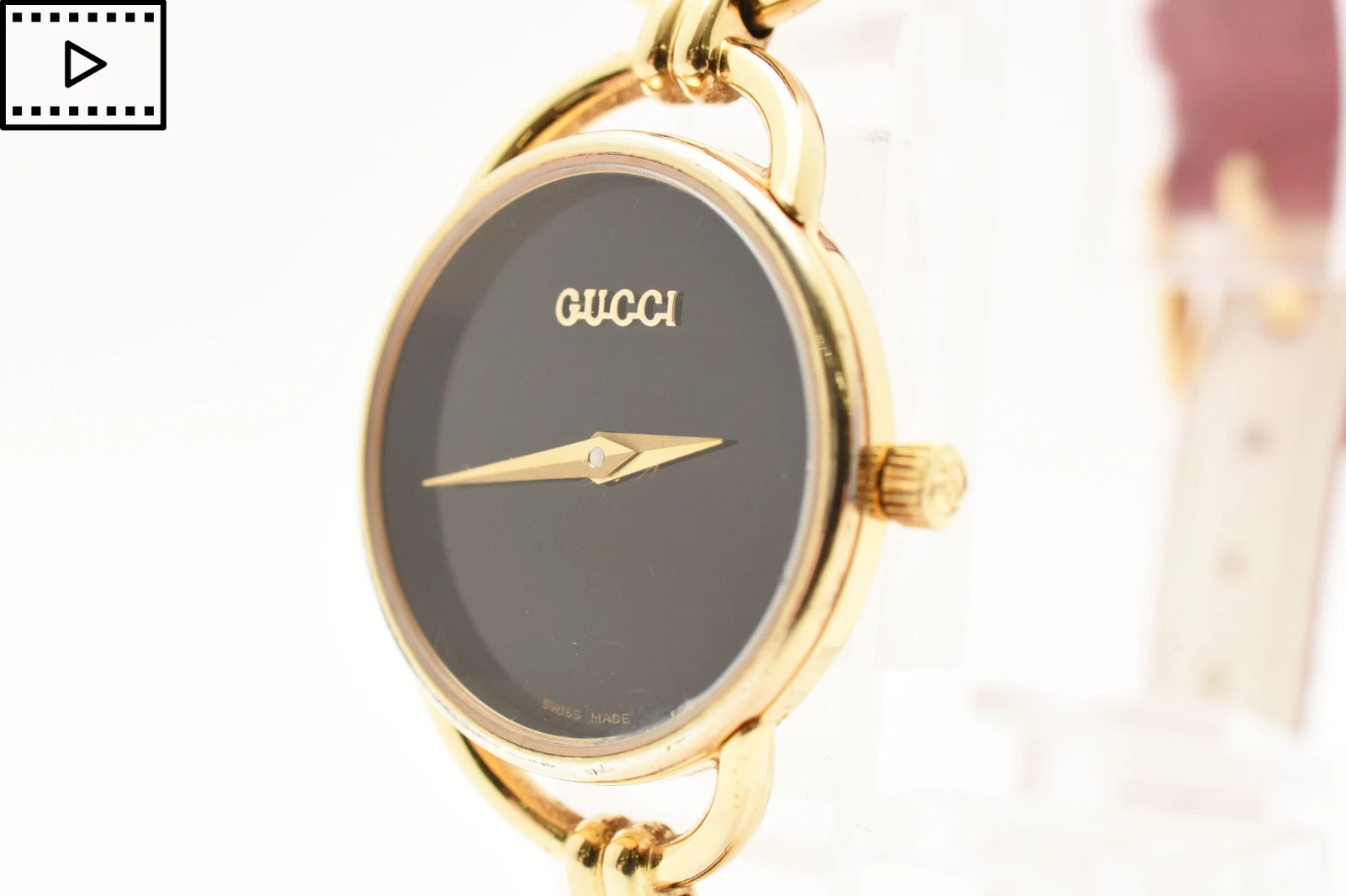 Orologio Donna Vintage [Ecc+5] GUCCI 6000.2.L Quadrante Nero Oro 24mm Quarzo GIAPPONE