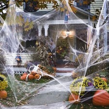 800 Sq Ft Spider Web - Halloween Decorations, Stretch Cobwebs, Indoor / Outdoor