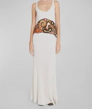 $3290 Gabriela Hearst Womens Ivory Mila Crochet-Inset Cashmere Silk Dress Size M