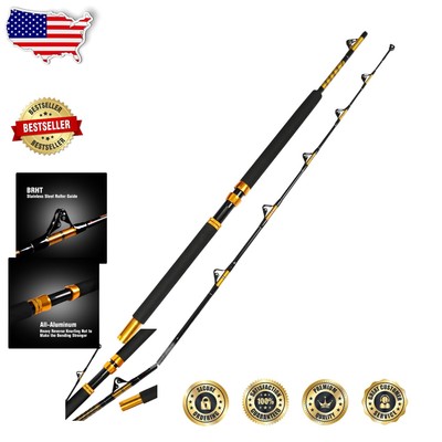 Saltwater Big Game Fishing Rod - Stylish Roller Design, 7' & Super Sensitive