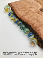 Set Of 10 Mega Marbles Multi Color Cat Eye Yellow Blue Orange