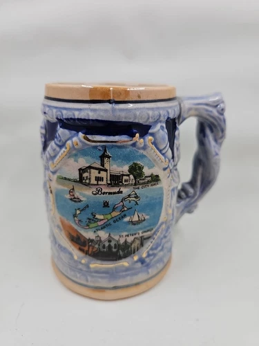 Vintage Souvenir Bermuda Beer Stein Mug Ceramic Collectible Antique 13 oz 5" H