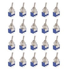 20Pcs 125VAC 6A On/off 2 Position Terminal SPST Latching Mini Toggle Switch Blue