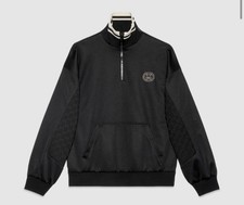 Gucci Technical Jersey Half Zip Black Jacket Men  s Size L Authentic