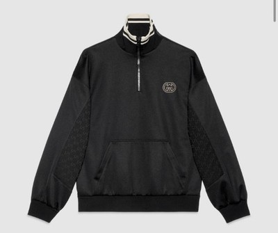Gucci Technical Jersey Half Zip Black Jacket Men's Size L