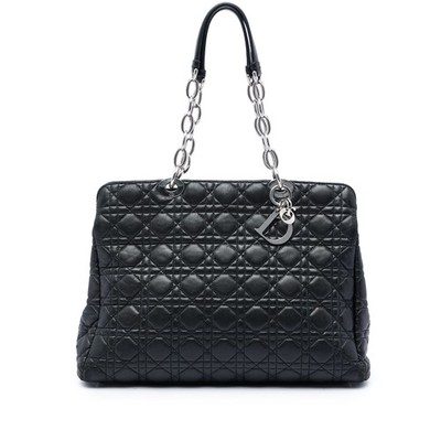 Dior Large Lambskin Cannage Soft Zipped Lady Shopping Einkaufstasche Schwarz