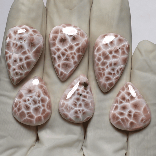 6 PC Natural Thompsonite AAA Quality 20mm-25mm Pear Cabochon Loose Gemstones Lot - Picture 6 of 13