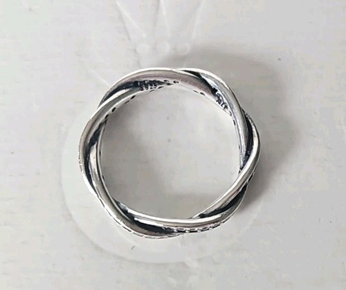 Genuine Pandora Ring - Silver Sparkling Twisted Lines Ring Size 52 - Picture 2 of 4