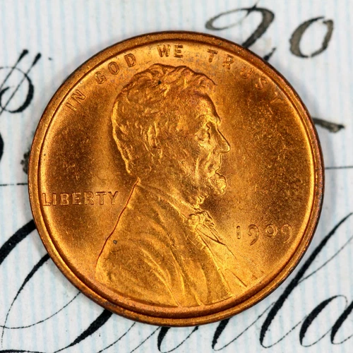 * 1909 VDB * PRISTINE+ BLAZING RED GEM BU MS LINCOLN WHEAT PENNY *