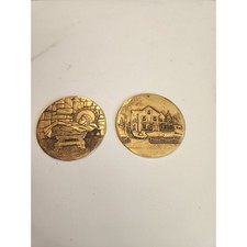 Wendell August Forge 2 Bronze Christmas Ornaments Manger Sled House Lot K