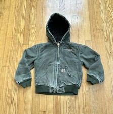Carhartt Distressed Jacket Quilt Lined YYJ130 MOS Size Youth Medium Green