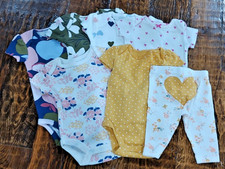 Lot of 6 Bodysuits Carter's 0-3 month EUC 