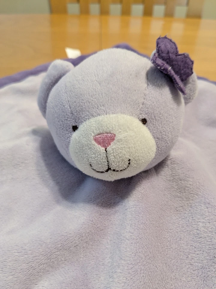 Manta de seguridad Tiddliwinks púrpura oso de peluche niña lazo mariposa Minky Lovey Foto 2 de 4