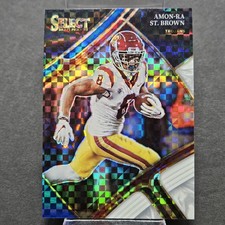 2023 Select Draft Picks Field Level Amon Ra St Brown 156 Blue White Squares /100