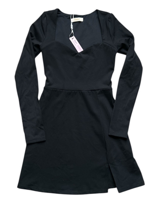 QINSEN Black Mini Dress Long Sleeve Stretch Slit Size M Witchy Goth Sexy  Vamp | eBay