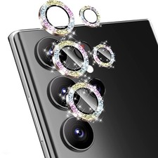 For Samsung Galaxy S26 S25 Ultra S24 Plus/23 Camera Lens Protector Glitter Cover