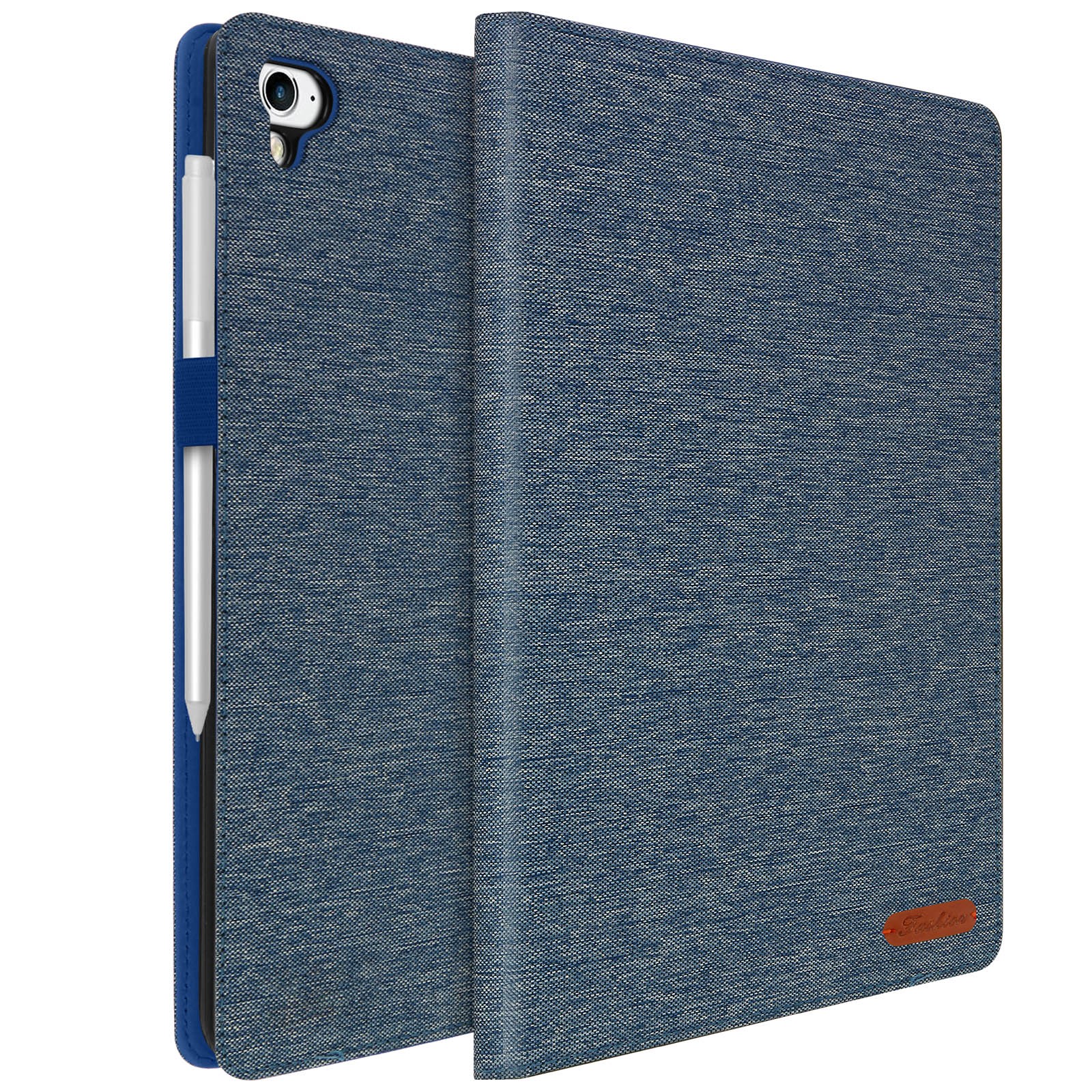 Protection iPad 5/6 et iPad Air bleu en tissu anti-reflet et chutes