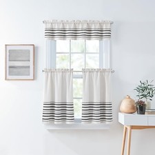 Boho Kitchen Curtains Tier and Valance Set 3-Piece, Light Filtering, Global