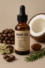 4 Pack Organic Botanical Hair Growth Oil With Real Rosemary, Coconut, Argan