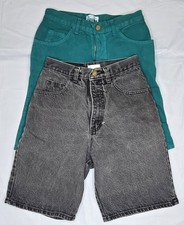 VTG USA MODA INTNL Denim jean shorts sz 4 waist 25" green 80s 90s Retro VS