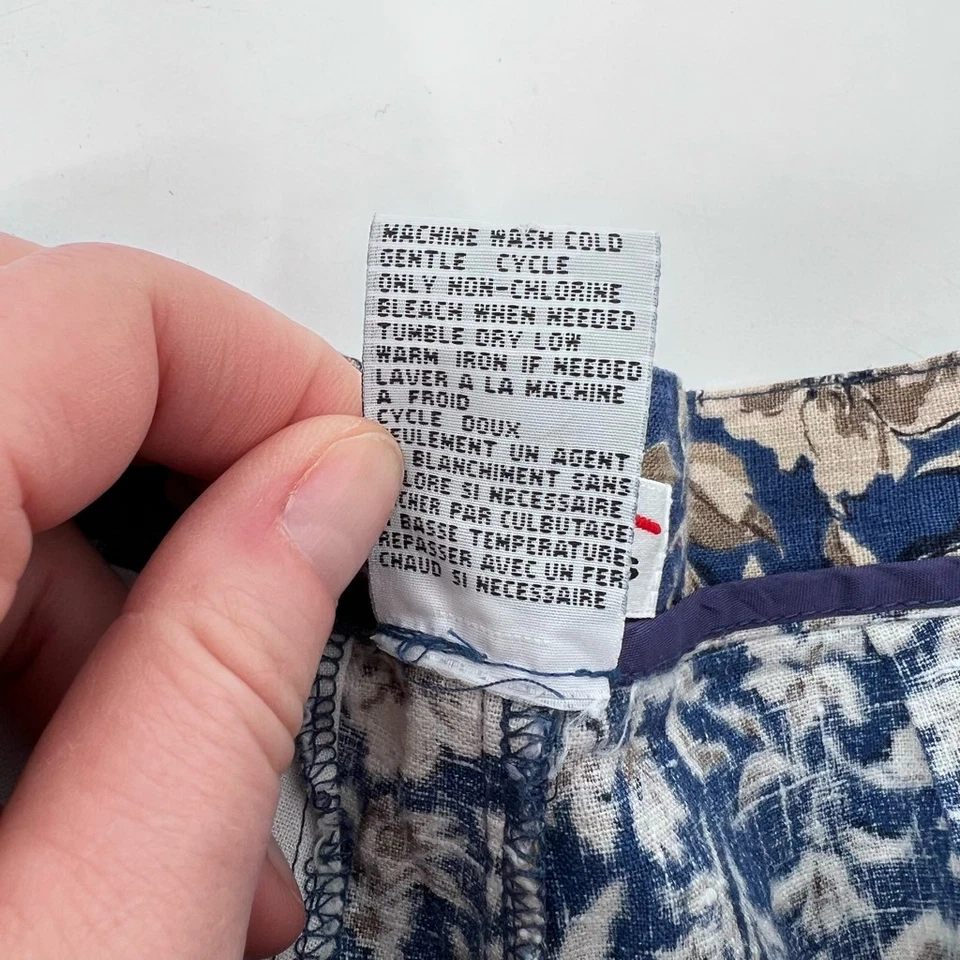 Pantalones Cortos Talbots Para Mujer Azul Vintage Floral Tiro Alto Mezcla de Lino Talla 6 Foto 4 de 4