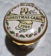 Halcyon Days Enamels for Neiman Marcus Trinket Box Christmas Carol 1984 Dickens