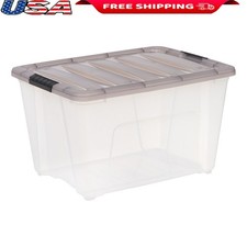 Stackable Plastic Storage Bins W/ Lids Durable Tote Containers Organization New