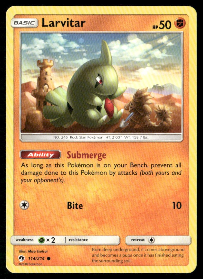 Larvitar 114/214 Common Lost Thunder Pokemon Near Mint