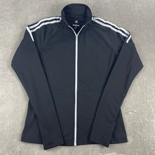 Adidas Women S Black Golf Full Zip Track Jacket 3-Stripe Mock Neck
