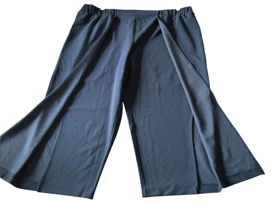 Antthony Women's Swing Open Bottom Navy 2x Knit Wide Leg Pull On - Image 3 of 4