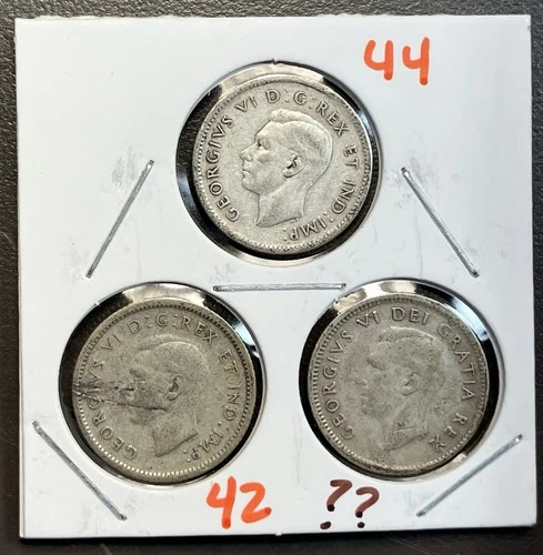 1940’S Canada 10 Cents - George VI - Fine 80% Silver