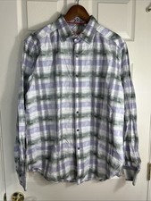 Men Robert Graham Classic Fit Purple Gray Geometric Flip Cuff Button Up Sz Large