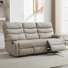 Loveseat Recliner Sofa Set, Small Leather Couch 3-Seater Manual Seater Reclining
