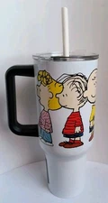 Peanuts Charlie Brown Snoopy 40oz Double Wall Stainless Steel Tumbler with Straw