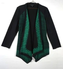 MING WANG BLACK GREEN OPEN FRONT JACKET SZ XL