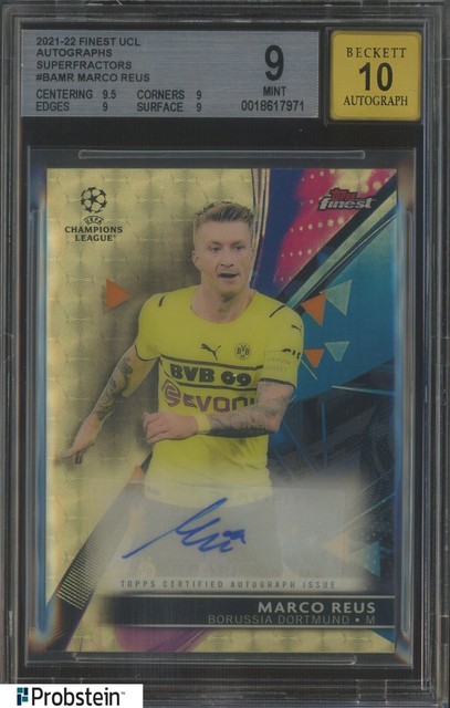 2021-22 Topps Finest UCL Soccer Superfractor Marco Reus 1/1 BGS 9 mit 10 Auto