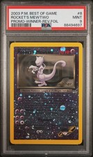 Pokemon Rocket's Mewtwo Reverse Holo Best Of Game Promo 8 Winner PSA 9 SWIRL