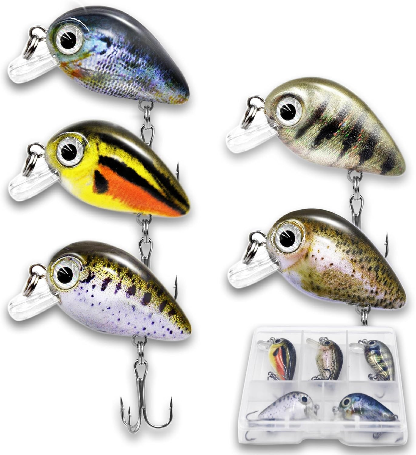 5PCS Micro Crankbait Fishing Lures for Bass Trout Topwater Lures Kit Slow Sinkin - Image 9