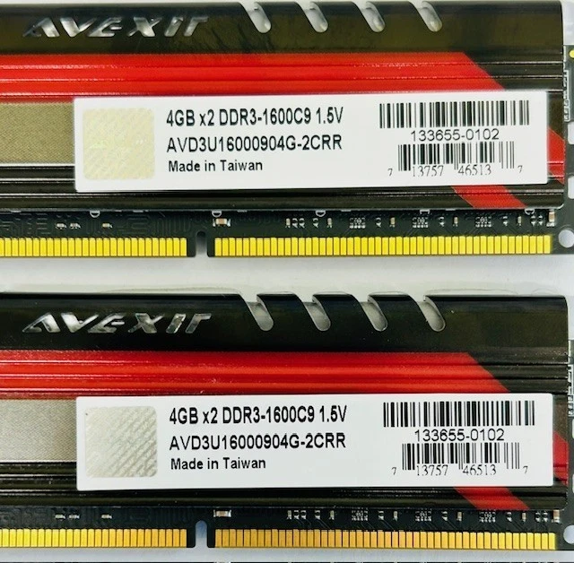 8GB Kit (2x4GB) Avexir Core Series DDR3-1600C9 AVD3U16000904G-2CRR LED Memory - Image 3 of 4