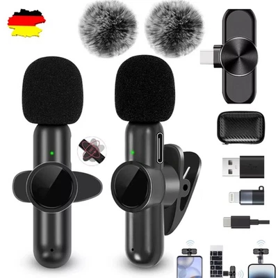 MARKENLOS Kabelloses Mikrofon Handy for iPhone/Android Mini-Mikrofon Lavalier Microphone