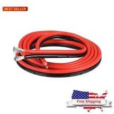 BNTECHGO 10 Gauge Flexible 2 Conductor Parallel Silicone Wire Red Black High