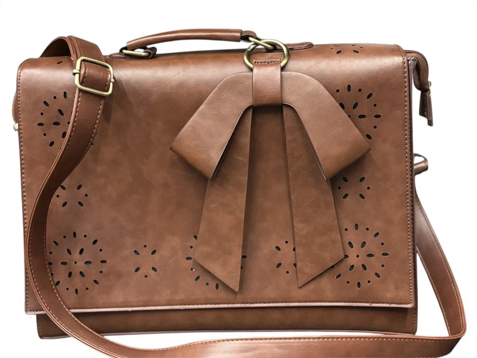 Maletín para computadora portátil de cuero vegano ECOSUSI para mujer 14”x11”x4”, se adapta a computadora portátil vintage de 13” Foto 2 de 4