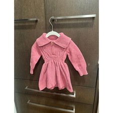 Janie and Jack Cable Knit Half-Zip Sweater Dress dollface pink heather 12-18