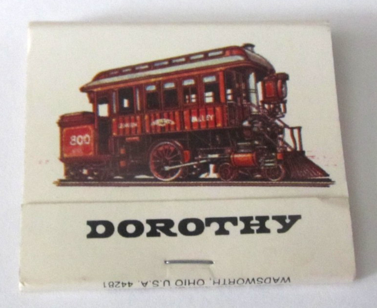VINTAGE 1981 DOROTHY ENGINE TRAIN LOCOMOTIVE ADVERTISING MATCHBOOK OHIO MATCH CO