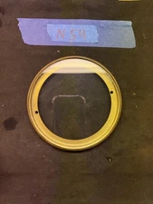 (N54) Antique French Mantle Clock Back Bezel Door Brass & Beveled Glass