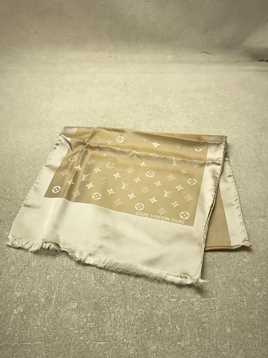 LOUIS VUITTON Shawl Monogram Shine_Monogram_BEG Silk BEG All-over Pattern Women'